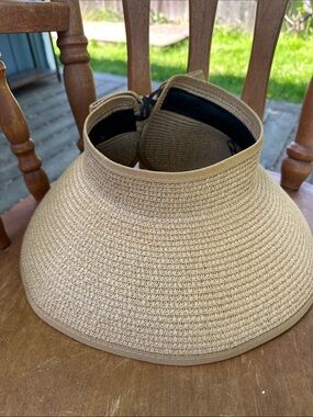 Source Unknown Tan Straw Sun Visor - Wide Brim